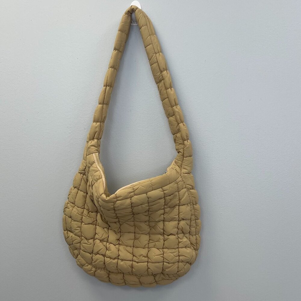 Quilted Crossbody/Shoulder Bag w/ Zipper Closure in Taupe - NWOT